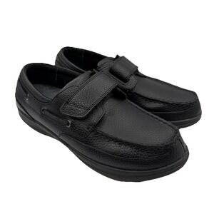 Apex Boat Shoes Mens Size‎ 10 Medium Black Leather Strap Comfort Loafers A2000M
